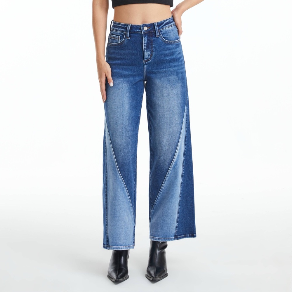 Chic Indigo Wide-Leg Denim Pants